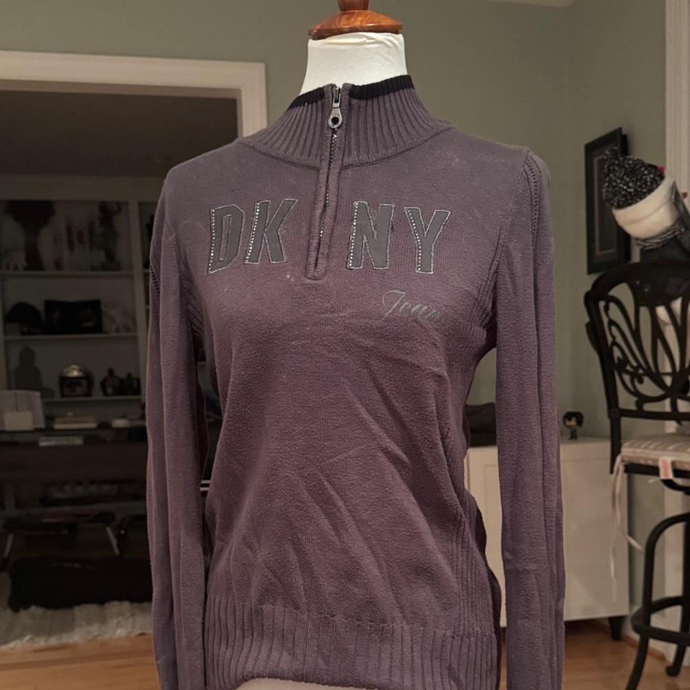 DKNY Dark Purple Half-Zip Sweater